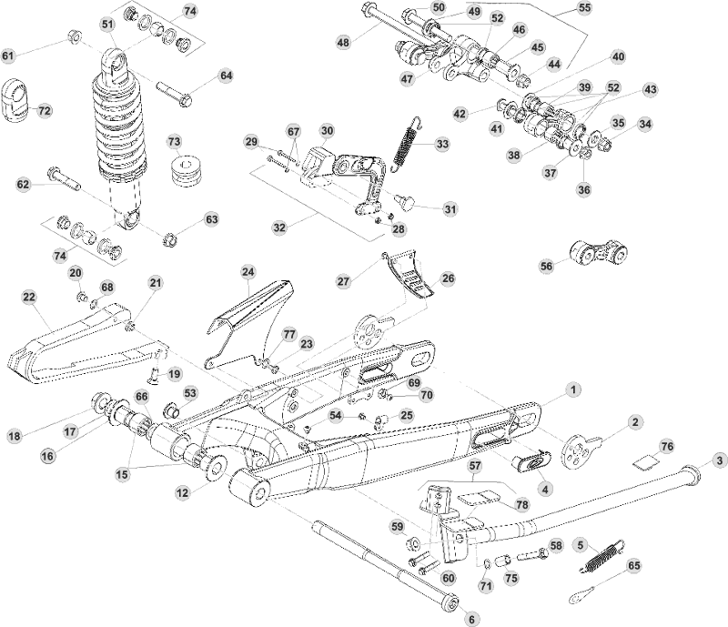 33 SWING ARM/REAR SUSPENSION - FROM CHASSIS 150001 TO 150004