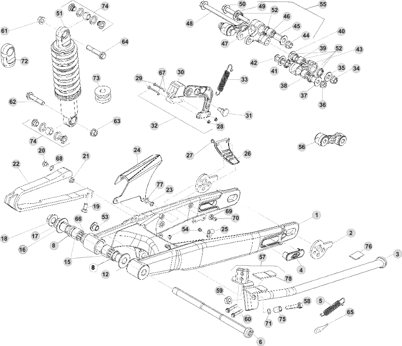 33 SWING ARM/REAR SUSPENSION - FROM CHASSIS 150005 TO 199999