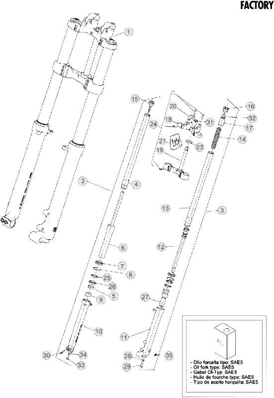 34 FRONT FORK - FROM CHASSIS 120001 TO 129999