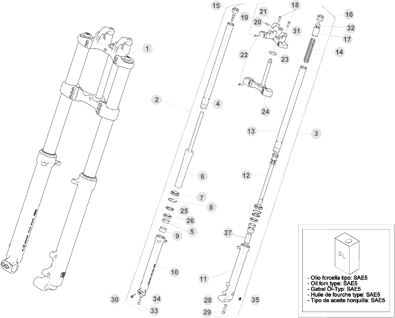 34 FRONT FORK - FROM CHASSIS 601365 TO 650000