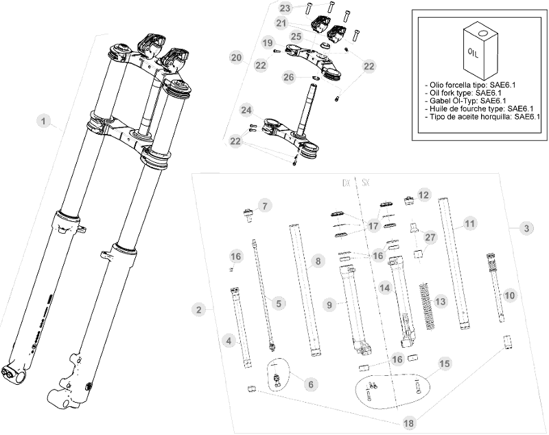 34 FRONT FORK - FROM CHASSIS 120097 TO 129999