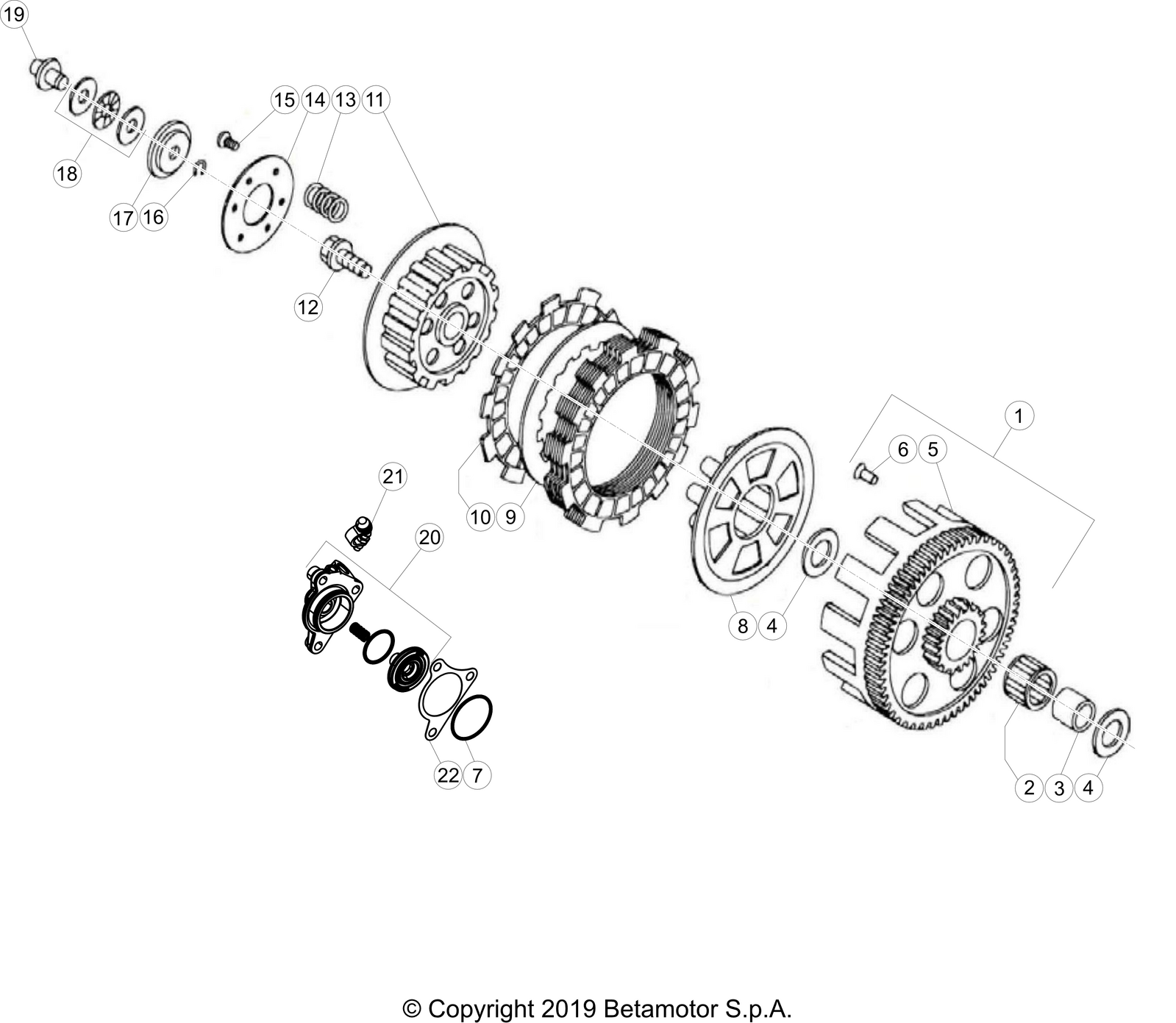 03 PRIMARY GEAR CPL./CLUTCH Beta Genuine