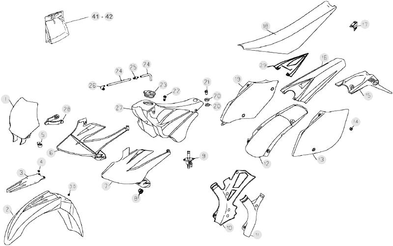 43 PLASTIC ACCESSORIES/SEAT/TANK