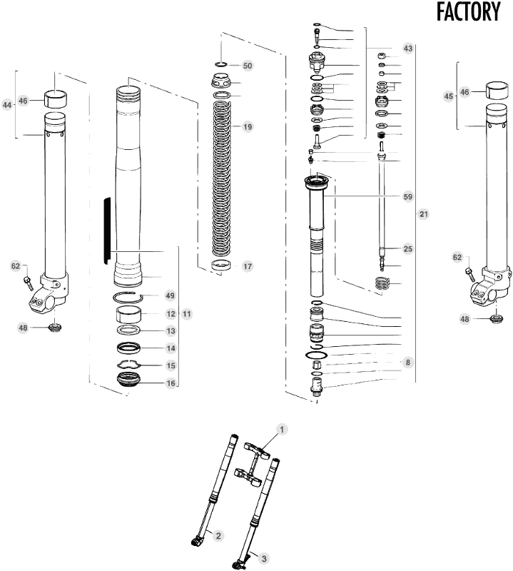 34 FRONT FORK - FROM CHASSIS 100593 TO 100645