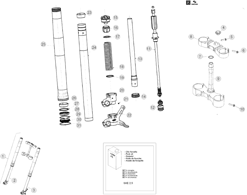 34 FRONT FORK - FROM CHASSIS 100662 TO 150000