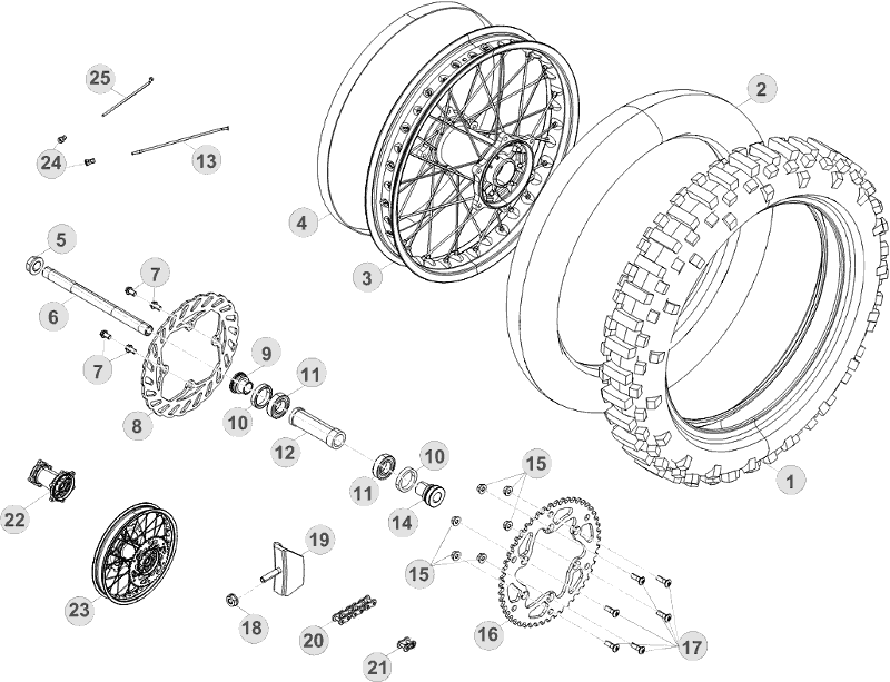 42 REAR WHEEL - FROM CHASSIS 150001 TO 160000