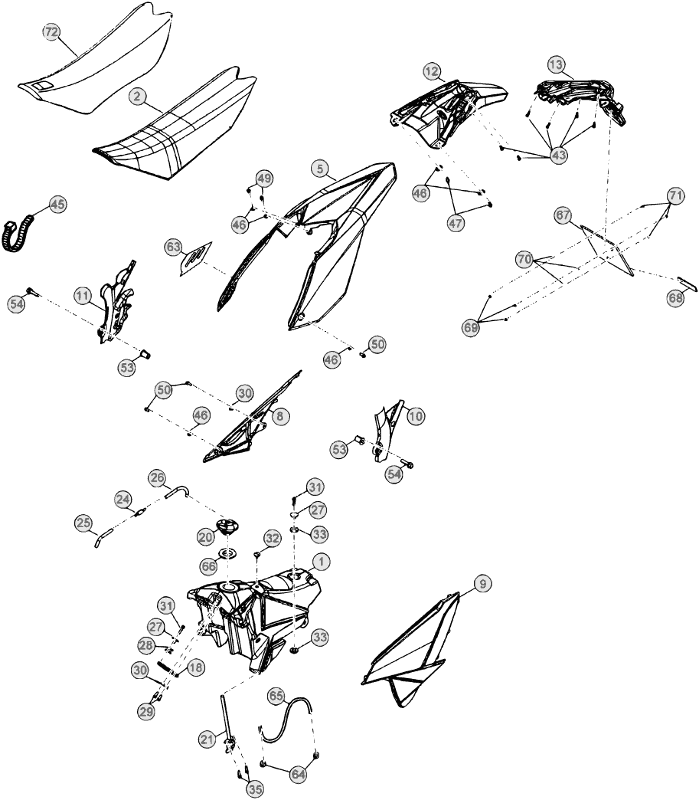 43 PLASTIC ACCESSORIES/SEAT/TANK