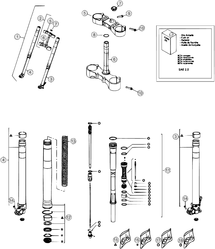 34 FRONT FORK - FROM CHASSIS 350001 TO 360000