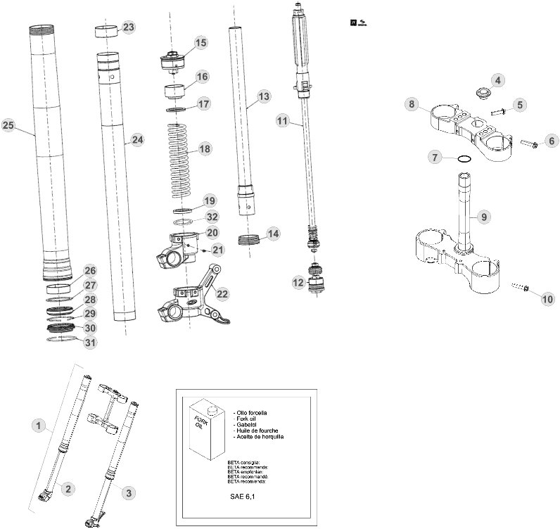 34 FRONT FORK - FROM CHASSIS 700790 TO 749999