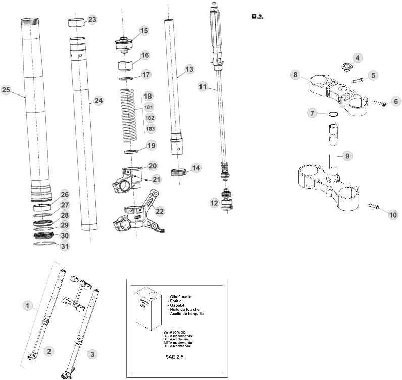 34 FRONT FORK - FROM CHASSIS 700001 TO 700789