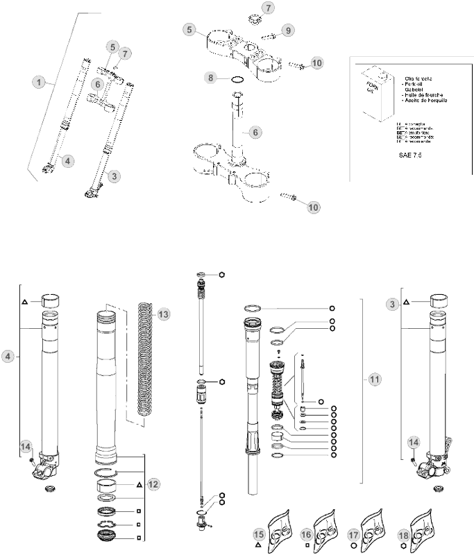 34 FRONT FORK - FROM CHASSIS 700573 TO 700676