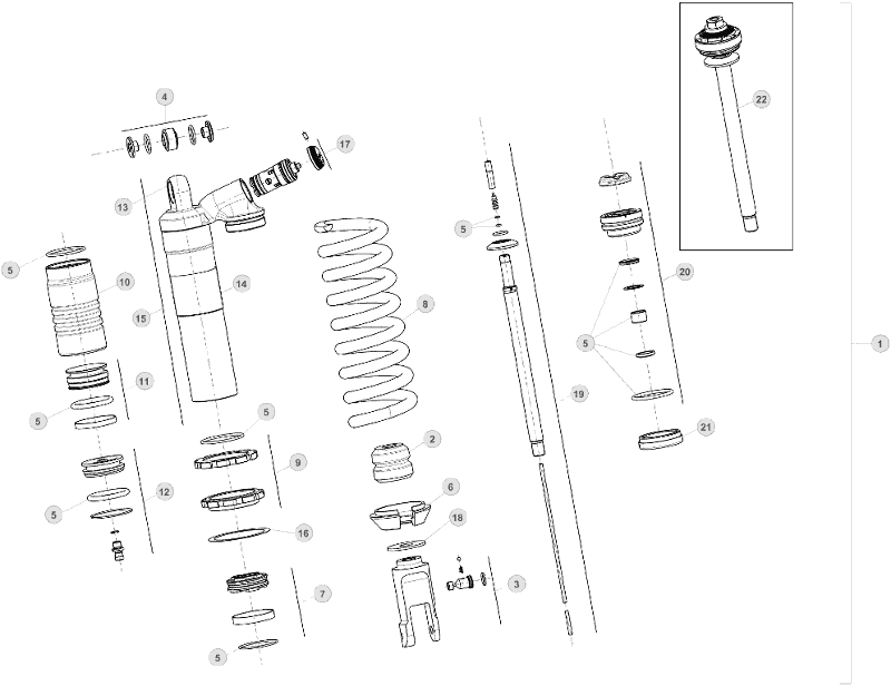 34 FRONT FORK - FROM CHASSIS 612 TO 865