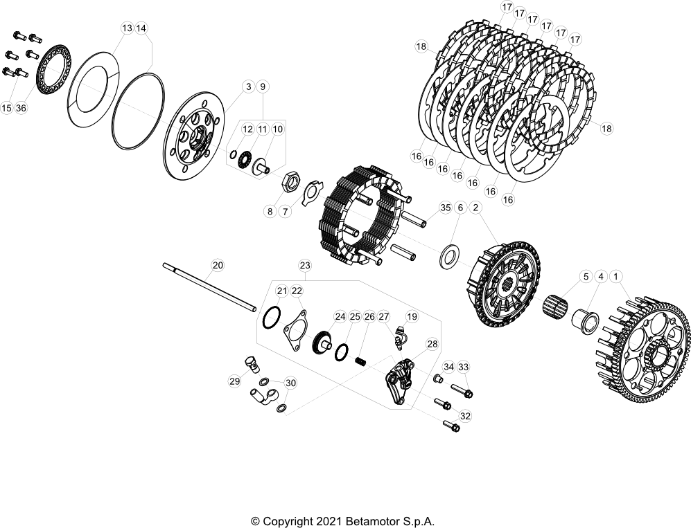 03 PRIMARY GEAR CPL./CLUTCH Beta Genuine