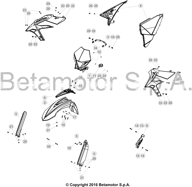 43 PLASTIC ACCESSORIES/SEAT/TANK - FROM CHASSIS 0
