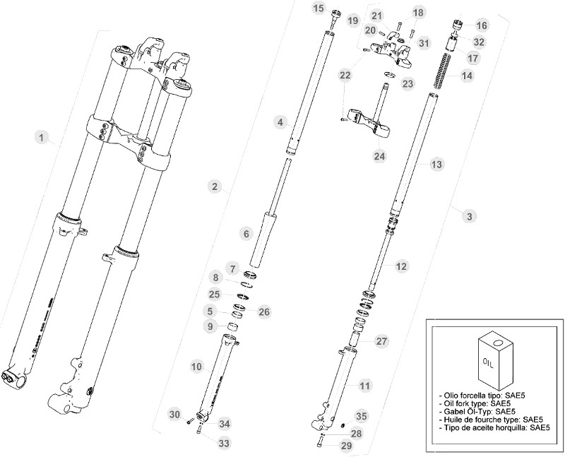 34 FRONT FORK - FROM CHASSIS 200610 TO 299999