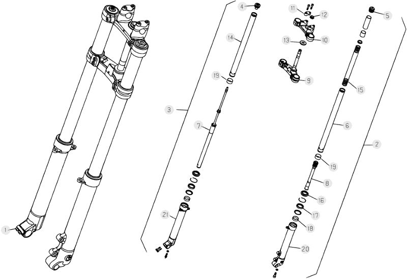 34 FRONT FORK - FROM CHASSIS 200001 TO 200335
