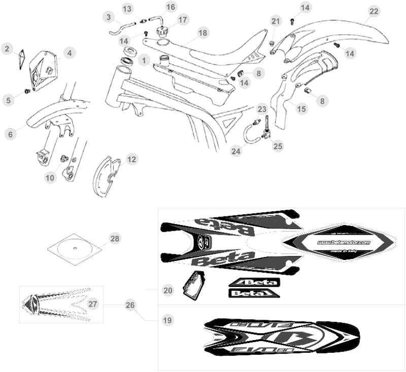 43 PLASTIC ACCESSORIES/SEAT/TANK - FROM CHASSIS 200610 TO 299999