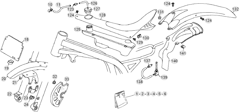 43 PLASTIC ACCESSORIES/SEAT/TANK - FROM CHASSIS 0 TO 100206