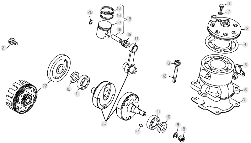 02 CRANKSHAFT/PISTON/BALANCER SHAFT - FROM CHASSIS 200001