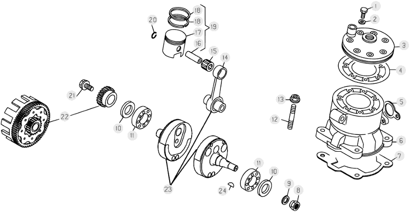 02 CRANKSHAFT/PISTON/BALANCER SHAFT - FROM CHASSIS 150001