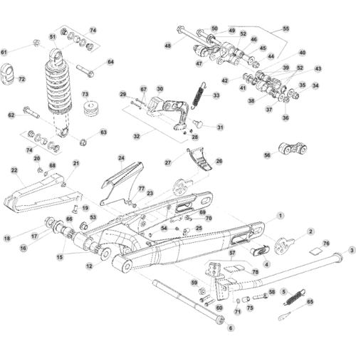 33 SWING ARM/REAR SUSPENSION - FROM CHASSIS 150001 TO 150004