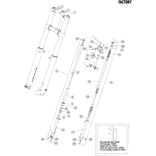 34 FRONT FORK - FROM CHASSIS 120001 TO 129999