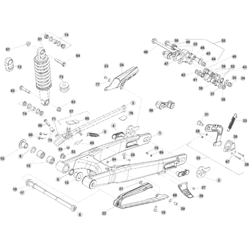 33 SWING ARM/REAR SUSPENSION - FROM CHASSIS 400169 TO 400200