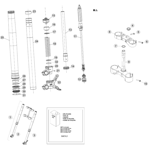 34 FRONT FORK - FROM CHASSIS 600248 TO 649999