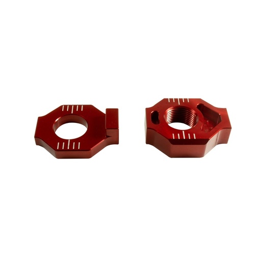 CHAIN ADJUSTER BILLET RED PAIR