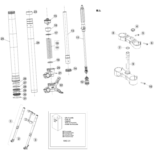 34 FRONT FORK - FROM CHASSIS 612 TO 865