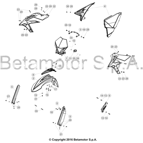 43 PLASTIC ACCESSORIES/SEAT/TANK - FROM CHASSIS 0