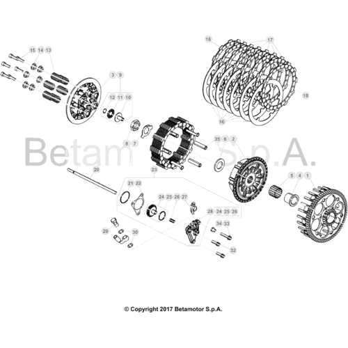 03 PRIMARY GEAR CPL./CLUTCH - FROM CHASSIS 202107 TO 203715
